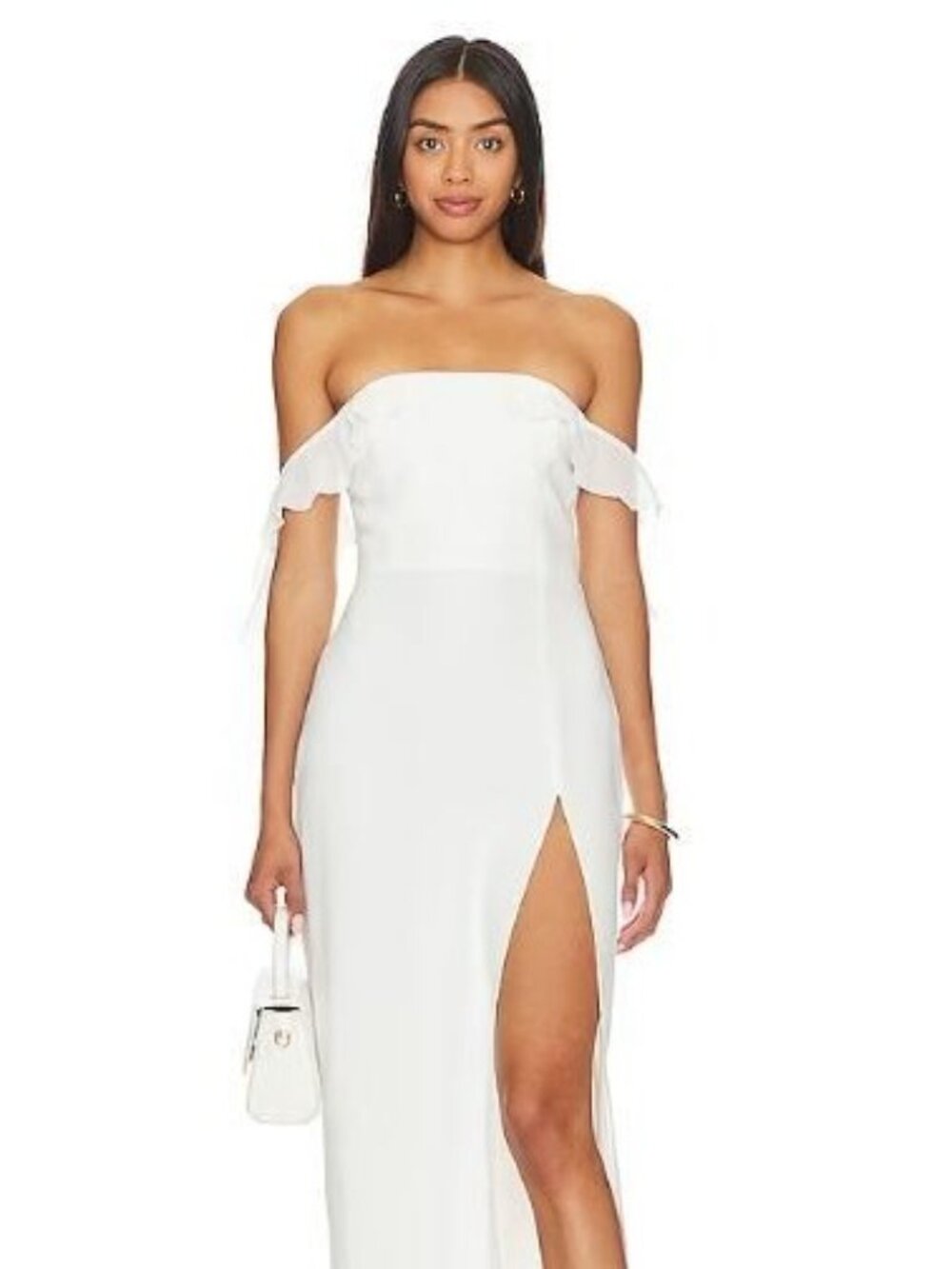 NWT Amanda Uprichard Women's Ivory Copellia Ruffle Dress Size Large 3449 - Picture 2 of 16